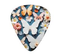 Plettri per chitarra in celluloide con stampa di farfalle colorate bianche con motivo floreale per chitarra acustica e basso, con scatola organizer
