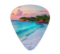 Plettri per chitarra Jamaica Beach Print da 12 pezzi, adatti agli amanti, 3 diversi spessori: 0,46, 0,71 e 0,96 mm.