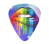 Plettri per chitarra LGBT Gay Omosessuale Lesbiche Rainbow Lips Pack Celluloide 12 Pz Plettri per regalo Chitarra acustica, basso e chitarra elettrica (sottile/medio/pesante)