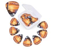 Plettri per chitarra Lighthouse at Sunset, confezione da 12, con scatola organizer, 3 diversi spessori, inclusi plettri sottili, medi e pesanti.