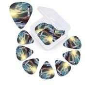 Plettri per chitarra Lighthouse Seaside, confezione da 12, con scatola organizer, 3 diversi spessori, inclusi plettri sottili, medi e pesanti.