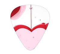 Plettri per chitarra Little Red Heart, 12 pezzi, materiale ABS, bordi lisci, sensazione confortevole, 3 spessori opzionali