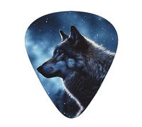 Plettri per chitarra Lonely Wolf Print Ukulele Basso Chitarre acustiche elettriche Sottile Medio Pesante Confezione da 12 (0,46/0,71/0,96 mm)