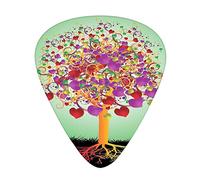 Plettri per chitarra Magic Love Tree Confezione da 12 Plettri per chitarra universali in ABS, Colorato Magic Love Tree Cuore sbocciato e foglie rotonde e radici Tema della vita, per chitarra acustica