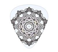 Plettri per chitarra Mandala Confezione da 12 pezzi con scatola sottile, design natalizio per Natale e Capodanno, sfondo futuristico con neve, set regalo speciale di plettri per chitarra per chitarris