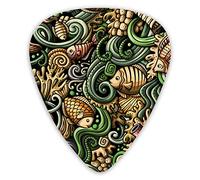 Plettri per chitarra Marine Cartoon Doodle 12 pezzi Plettri per ukulele inclusi 0,46 mm 0,71 mm 0,96 mm