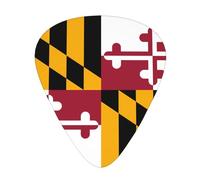 Plettri per chitarra Maryland State Flag in formato sottile, medio e spesso, set da 12 pezzi, adatti per chitarra elettrica e vari strumenti