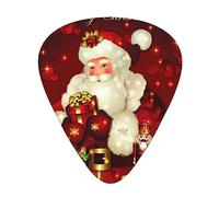 Plettri per chitarra Merry Christmas Babbo Natale, plettri per chitarra e basso, con scatola portaoggetti, confezione da 12 pezzi, include calibri sottili, medi e pesanti