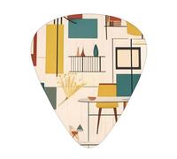 Plettri per chitarra Mid Century Modern stampati per suonatori acustici, elettrici e musicisti, 12 pezzi in 3 diversi spessori