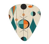 Plettri per chitarra Mid Century Stampa geometrica Ukulele Basso Chitarre acustiche elettriche Sottile Medio Pesante Confezione da 12 (0,46/0,71/0,96 mm)