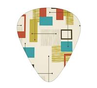 Plettri per chitarra Mid Century Stampa moderna Ukulele Basso Chitarre acustiche elettriche Sottile Medio Pesante Confezione da 12 (0,46/0,71/0,96 mm)