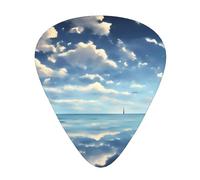 Plettri per chitarra, motivo nuvole bianche sopra il mare, set da 12 pezzi, tre diversi spessori per chitarra elettrica acustica e altri strumenti
