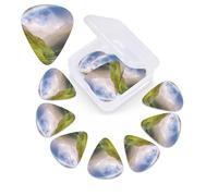 Plettri per chitarra Mountain Valley con arcobaleno, confezione da 12 plettri con scatola organizer, 3 diversi spessori, inclusi plettri sottili, medi e pesanti