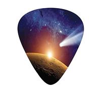 Plettri per chitarra nello spazio esterno Plettri da 12 pezzi con scatola sottile, coda di cometa che si avvicina al pianeta Marte Fantastico scenario scuro del solare, set regalo di plettri p