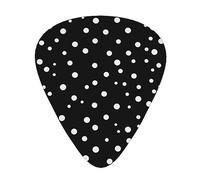 Plettri per chitarra Nero Bianco Pois Stampa Ukulele Basso Chitarre acustiche elettriche Sottile Medio Pesante Confezione da 12 (0,46/0,71/0,96 mm)