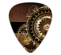 Plettri per chitarra Orologi Steampunk antichi con ingranaggi in oro e ottone su sfondo marrone arrugginito Premium Picks Sampler 12 confezioni