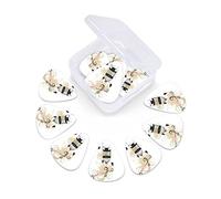 Plettri per chitarra paesaggistici Confezione da 12 Plettri per chitarra universali in ABS, Illustrazione di un mulino a vento e raccolto di balle di fieno, per chitarra acustica ed elettrica, Marrone