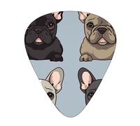 Plettri per chitarra, per chitarra acustica, chitarra elettrica, basso, ukulele tre dimensioni (confezione da 12) stampa Bulldog francese