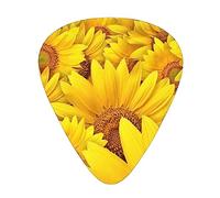 Plettri per chitarra, per chitarra acustica, chitarra elettrica, basso, ukulele tre dimensioni (confezione da 12) stampa di girasoli
