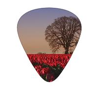 Plettri per chitarra, per chitarra acustica, chitarra elettrica, basso, ukulele, tre dimensioni (confezione da 12) Stampa sul campo dei tulipani