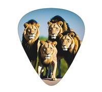 Plettri per chitarra, per chitarra acustica, chitarra elettrica, basso, ukulele tre dimensioni (confezione da 12) Stampa di un branco di leoni