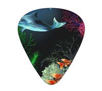 Plettri per chitarra, per chitarra acustica, chitarra elettrica, basso, ukulele tre dimensioni (confezione da 12) stampa di due delfini e pesci