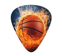 Plettri per chitarra, per chitarra acustica, chitarra elettrica, basso, ukulele tre dimensioni (confezione da 12) Stampa di basket sul fuoco e schizzi di fiamme d'acqua