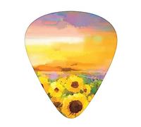 Plettri per chitarra, per chitarra acustica, chitarra elettrica, basso, ukulele tre dimensioni (confezione da 12) bellissimo tramonto sul campo di girasole stampato