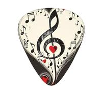 Plettri per chitarra personalizzati con simboli musicali e scritta "Love", 12 pezzi, in una scatola, il plettro rende il suono chiaro, per ukulele, basso elettrico (0,46 0,71 0,96 mm)