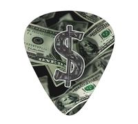 Plettri per chitarra personalizzati con simbolo del dollaro, stampati in una scatola da 12 pezzi, il plettro rende il suono chiaro, per ukulele, basso elettrico (0,46 0,71 0,96 mm)