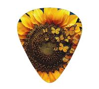 Plettri per chitarra personalizzati con stampa artistica di farfalle floreali e girasoli, 12 pezzi in una scatola, il plettro rende il suono chiaro, ukulele, basso elettrico (0,46 0,71 0,96 mm)