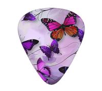 Plettri per chitarra personalizzati con stampa di farfalle viola, 12 pezzi in una scatola, il plettro rende il suono chiaro, ukulele, basso elettrico (0,46 0,71 0,96 mm)
