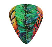 Plettri per chitarra personalizzati con stampa di foglie tropicali colorate, 12 pezzi in una scatola, il plettro rende il suono chiaro, ukulele, basso elettrico (0,46 0,71 0,96 mm)