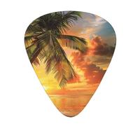 Plettri per chitarra personalizzati con stampa di palme da spiaggia tropicali al tramonto, 12 pezzi in una scatola, il plettro rende il suono chiaro, ukulele, basso elettrico (0,46 0,71 0,96 mm)