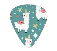 Plettri per chitarra personalizzati con stampa di un simpatico lama, 12 pezzi in una scatola, il plettro rende il suono chiaro, per ukulele, basso elettrico (0,46 0,71 0,96 mm)