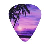 Plettri per chitarra personalizzati con stampa "Palma viola tramonto" in una scatola da 12 pezzi, il plettro rende il suono chiaro, ukulele, basso elettrico (0,46 0,71 0,96 mm)