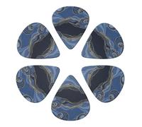 Plettri per chitarra personalizzati, confezione da 6, vernice astratta, glitter oro, marmo blu, sottili, medi, spessi (0,46 mm/0,71 mm/0,96 mm) per basso, chitarra acustica, elettrica e mandolino