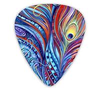 Plettri per chitarra Piume di pavone colorate Plettri per basso premium per chitarra elettrica e basso con tre dimensioni (confezione da 12)