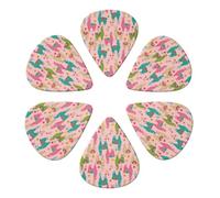 Plettri per chitarra professionali 351 Shape Alpaca Llama Print, confezione da 6 palette in celluloide per tutte le chitarre e mandolini, set leggero-medio-pesante