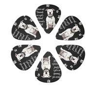 Plettri per chitarra professionali 351 Shape Pitbull Pit Bulls Dog Black, confezione da 6 palette in celluloide per tutte le chitarre e mandolini, set leggero-medio-pesante