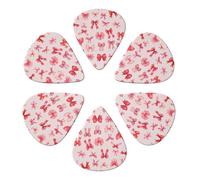 Plettri per chitarra professionali 351 Shape, rosa e rosso, confezione da 6, pale in celluloide per tutte le chitarre e mandolini, set leggero-medio-pesante