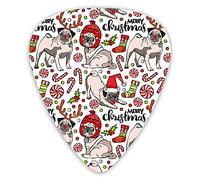 Plettri per chitarra Pug Dog Merry Christmas Premium Plettri per basso per chitarra elettrica e basso con tre misure (confezione da 12)