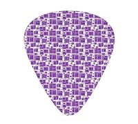 Plettri per Chitarra Quadrati in Viola Confezione da 12 Plettri per Chitarra Universali in ABS, Composizione con Quadrati in Tonalità Viola Motivo a Mattonelle Stile Funky, per Chitarra Acustica ed El