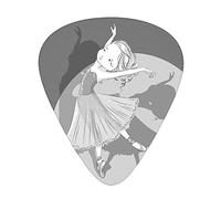 Plettri per chitarra retrò Confezione da 12 Plettri per chitarra universali in ABS, Illustrazione disegnata a mano in stile scala di grigi di una ragazza che balla con ombra, per chitarra acustica ed
