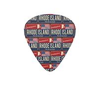Plettri per chitarra Rhode Island USA State Flag map rosso blu plettro per chitarra elettrica per gli amanti della chitarra acustica regalo 12 pezzi con scatola