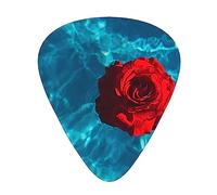 Plettri per chitarra Rose On The Blue Water Print Ukulele Basso Chitarre acustiche elettriche Sottile Medio Pesante Confezione da 12 (0,46/0,71/0,96 mm)