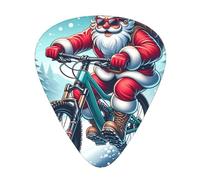 Plettri per chitarra Santa-Claus-Riding-Bike, confezione da 12 pezzi, con 3 spessori e custodia, plettri in ABS per basso elettrico