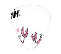 Plettri per chitarra Saying Confezione da 12 plettri universali per chitarra in ABS, illustrazione funky di una piccola coppia con messaggio Be Mine, per chitarra acustica ed elettrica, magenta rosa p