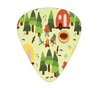 Plettri per chitarra, scena da campeggio, sedia per roulotte, parco antincendio, campo all'aperto per chitarra acustica, chitarra elettrica, basso, ukulele, tre dimensioni (confezione da 12)