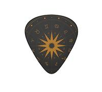 Plettri per chitarra Segni zodiacali Boho Astrology Wheel Mystery Black Plettro per chitarra elettrica per gli amanti della chitarra acustica, confezione da 12 pezzi con scatola